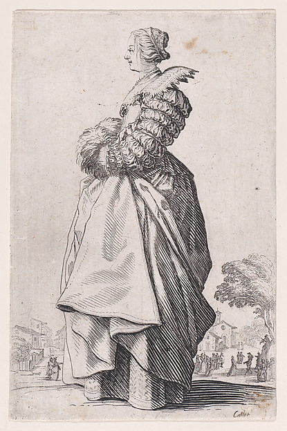 Jacques Callot, La Dame de Profil Ayant les Mains dans son Manchon (The Lady in Profile Having her Hands inside of her Muff), from "La Noblesse" (The Nobility)