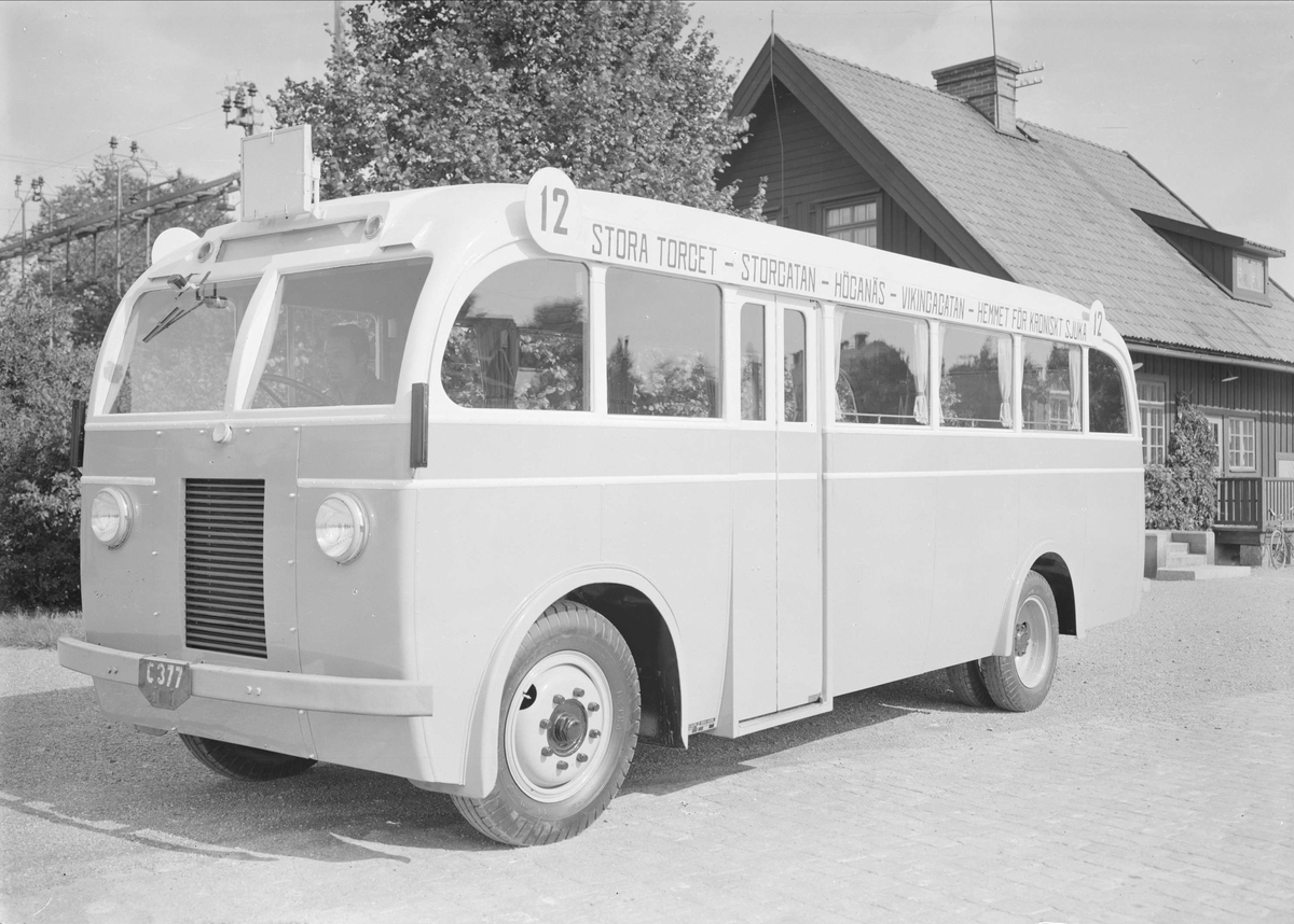 Paul Sandberg, Bus belonging to Upsala Spårväg AB at Norra station, Librobäck, Uppsala 1938