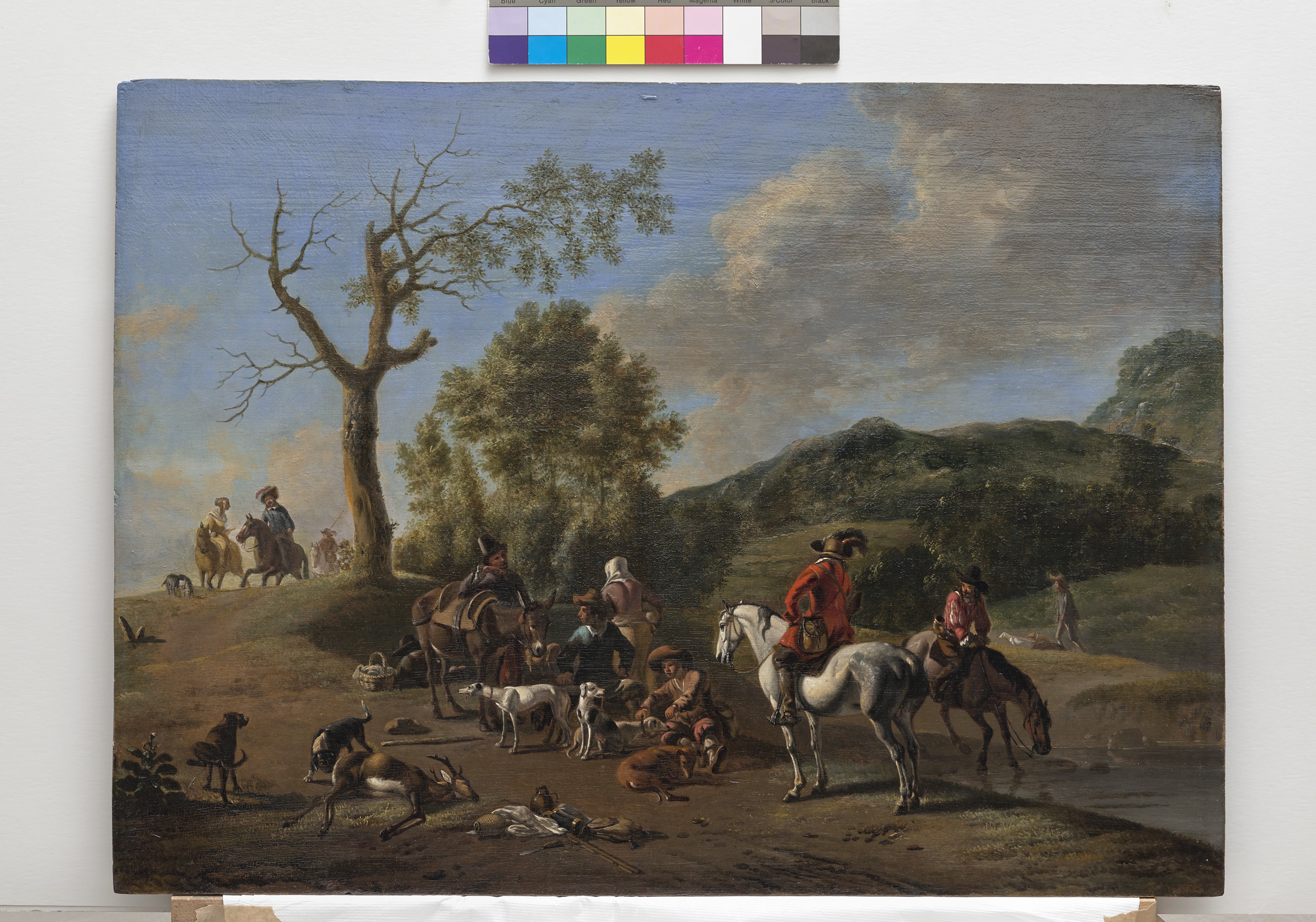 Pieter van Laer, Pieter van der Laer (1592/9-1642) zugeschrieben, Jagdgesellschaft, um 1650