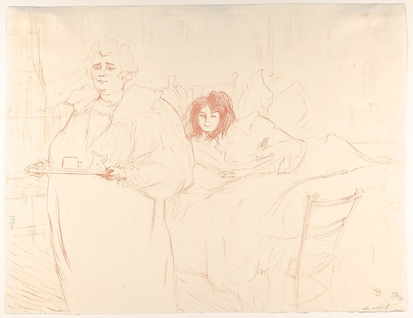 Henri de Toulouse-Lautrec, Serving Breakfast (Madame Baron and Mademoiselle Popo), from "Elles"