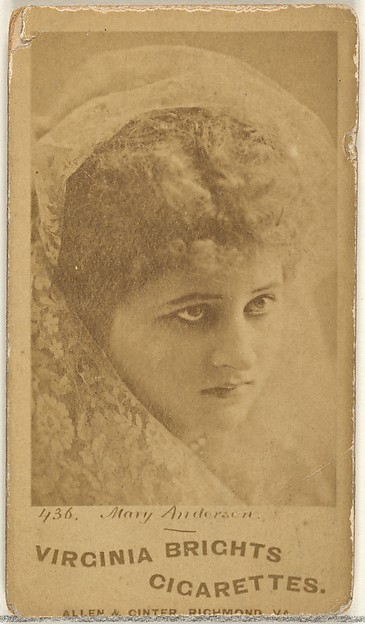 Allen & Ginter, Card 436, Mary Anderson, from the Actors and Actresses series (N45, Type 1) for Virginia Brights Cigarettes