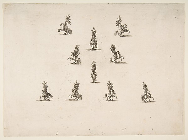 Stefano della Bella, Ten Cavaliers Including Five Forming a V