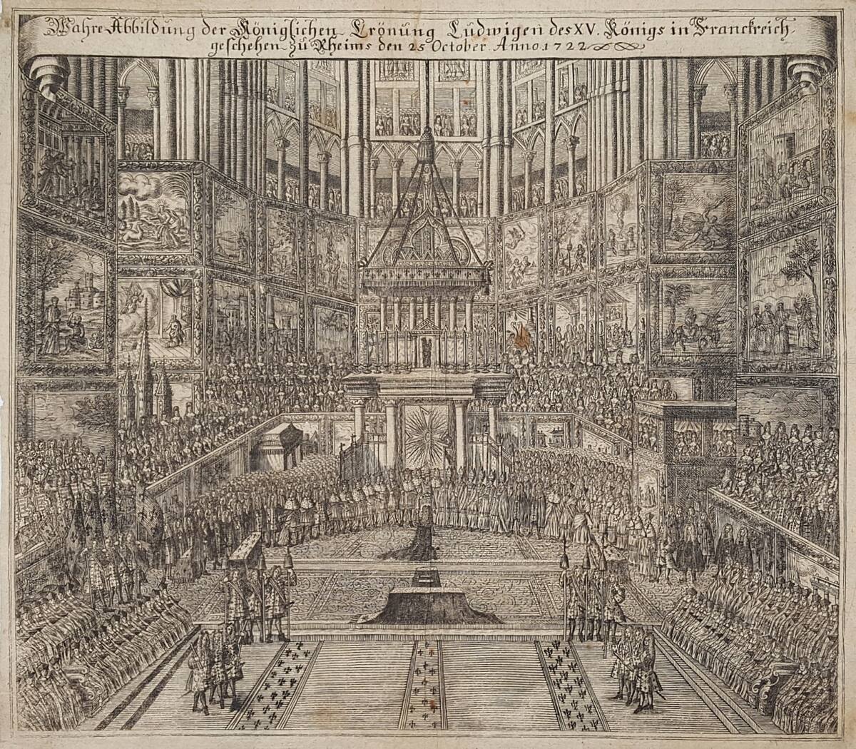 Anonym, Krönung von Ludwig XV. zum König von Frankreich in der Kathedrale von Reims am 25. Oktober 1722