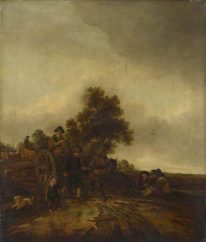 Isaac van Ostade, A Landscape with Peasants and a Cart