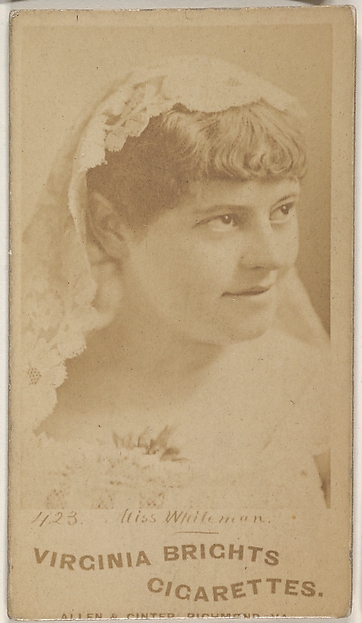 Allen & Ginter, Card 423, Miss Whiteman, from the Actors and Actresses series (N45, Type 1) for Virginia Brights Cigarettes