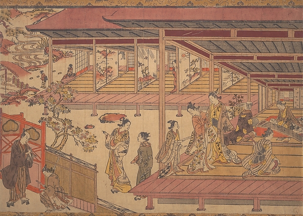 Okumura Masanobu, A Man Standing Outside the Gate of a Large House