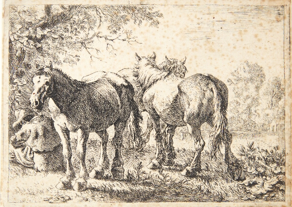 Pieter van Laer, Tre heste og en siddende rygvendt mand