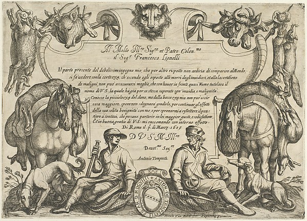Antonio Tempesta, Frontispiece with Hunters, Dogs and Horses, from "Hunting Scenes VI"