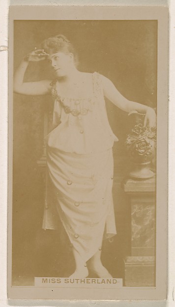 Kinney Brothers Tobacco Company, Miss Sutherland, from the Actresses series (N245) issued by Kinney Brothers to promote Sweet Caporal Cigarettes