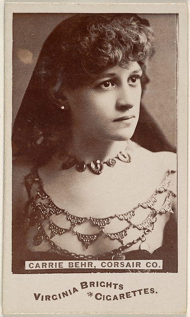 Allen & Ginter, Carrie Behr, Corsair Co., from the Actors and Actresses series (N45, Type 6) for Virginia Brights Cigarettes