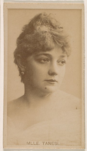 Kinney Brothers Tobacco Company, Mlle. Tanesi, from the Actresses series (N245) issued by Kinney Brothers to promote Sweet Caporal Cigarettes