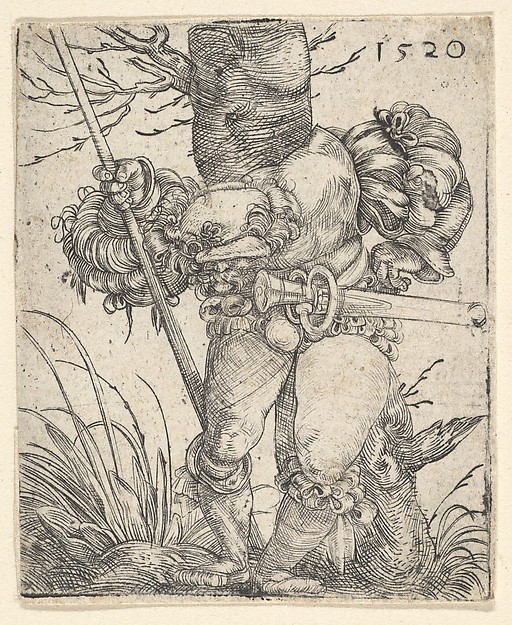 Barthel Beham, Footsoldier in front of a Tree