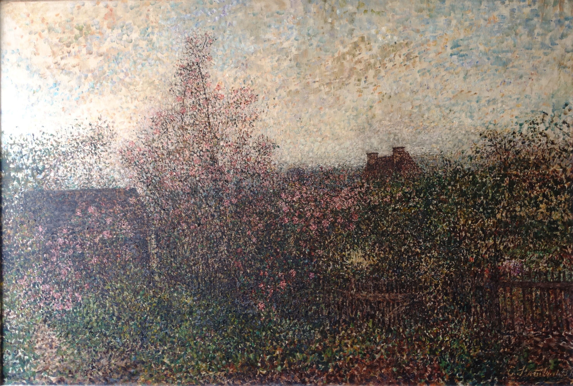Eugen Stammbach, "Blühende Rosenhecke"