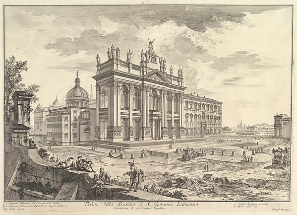Giovanni Battista Piranesi, S. Giovanni in Laterano, main façade, with Palace and Scala Santa on the right (Veduta della Basilica di S. Giovanni Laterano), from "Vedute di Roma"