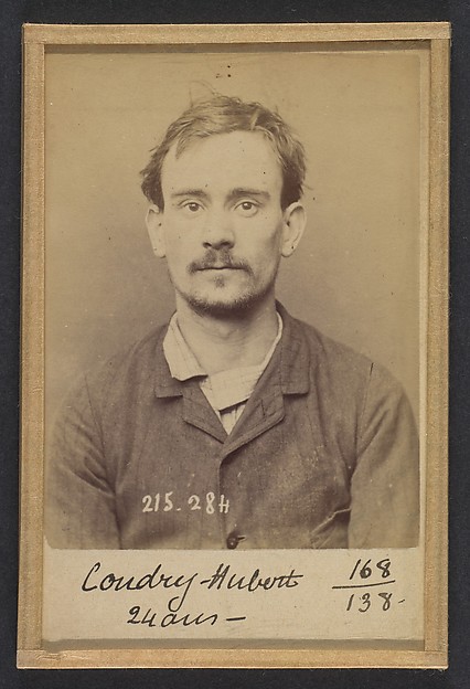 Alphonse Bertillon, Coudry. Hubert, Louis. 24 ans, né à Paris XVe. Corroyeur. Anarchiste. 7/3/94.