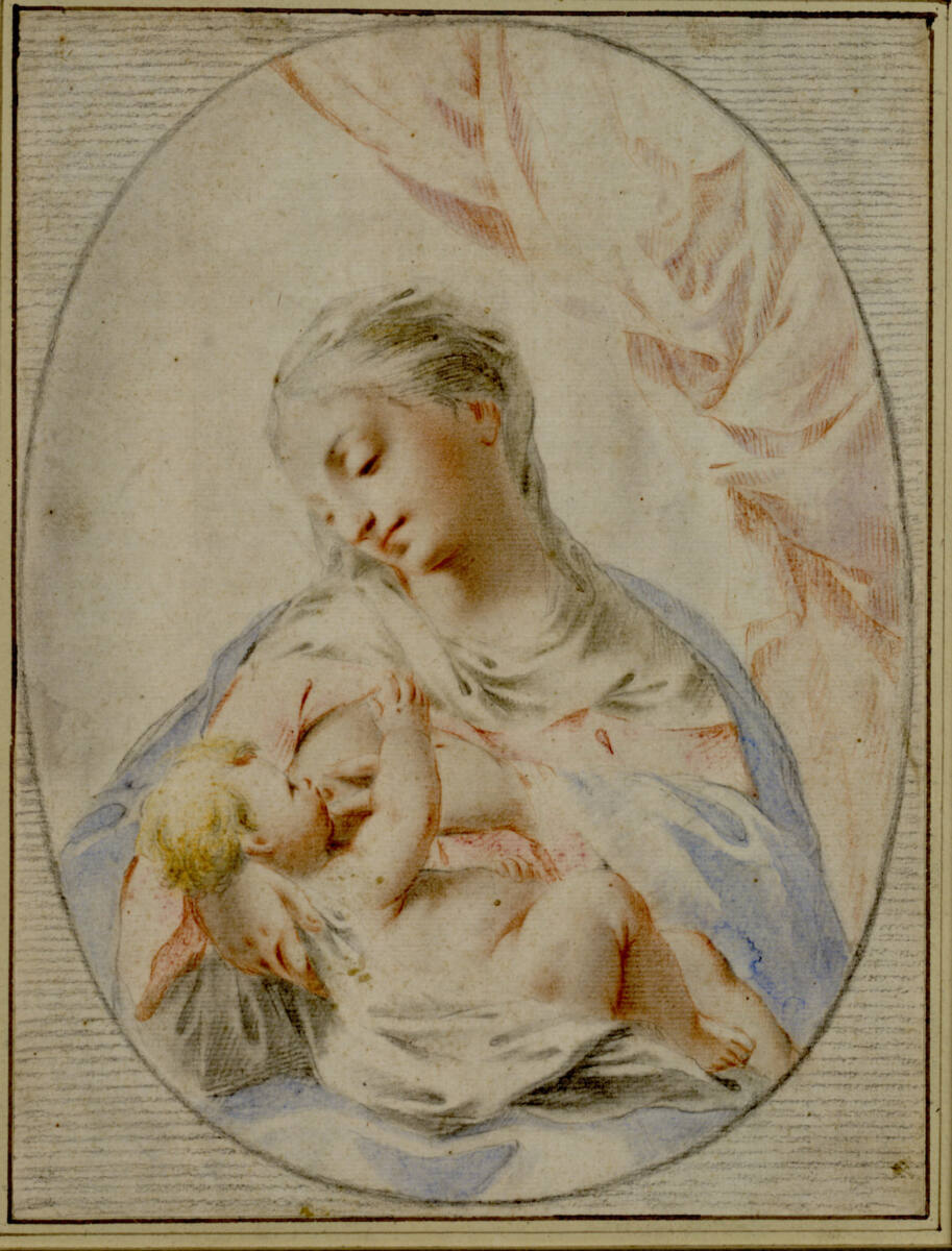 Anonym, Die Madonna gibt dem Kinde die Brust (stehendes Oval)
