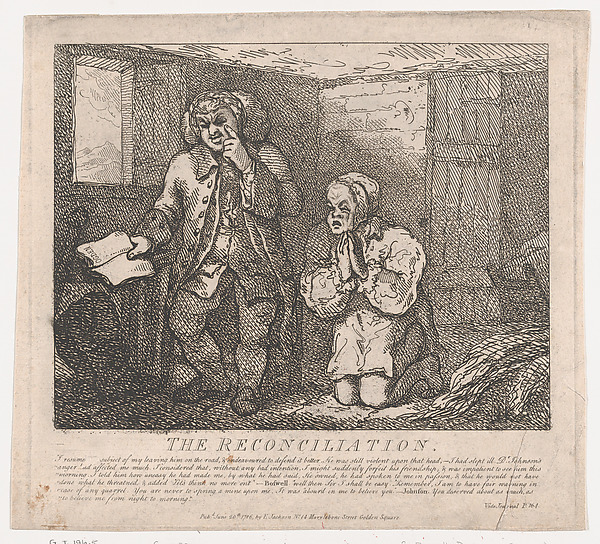 Thomas Rowlandson, The Reconciliation (Picturesque Beauties of Boswell, Part the Second)