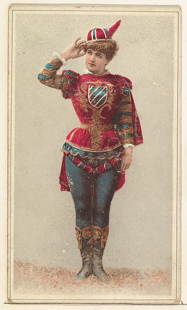 W. Duke, Sons & Co., Actress tipping her red-feathered cap, from Stars of the Stage, Second Series (N130) issued by Duke Sons & Co. to promote Honest Long Cut Tobacco