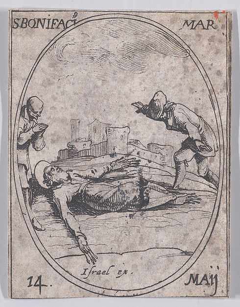 Jacques Callot, St. Boniface, Martyr, May 14th, from "Les Images De Tous Les Saincts et Saintes de L'Année" (Images of All of the Saints and Religious Events of the Year)
