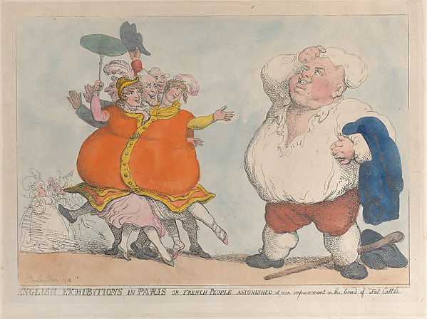 Thomas Rowlandson, English Exhibitions in Paris or French People Astonished at Our Improvement in the Breed of Fat Cattle