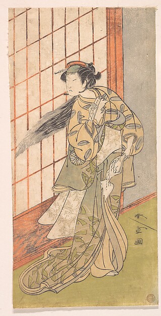 Katsukawa Shunshō　勝川春章, The First Nakamura Tomijuro as an Angry Woman Standing in a Room