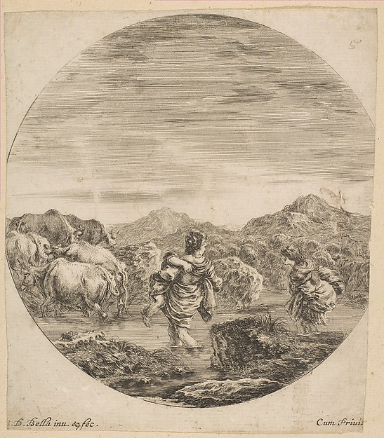 Stefano della Bella, Two Women Crossing a Stream