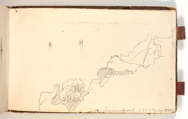 P.C. Skovgaard, Udsigt ved Sommerspiret med to skibe på havet