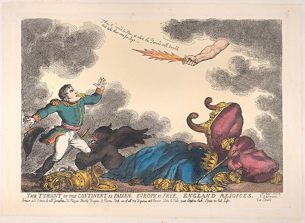 Thomas Rowlandson, The Tyrant of the Continent is Fallen, Europe is Free, England Rejoices