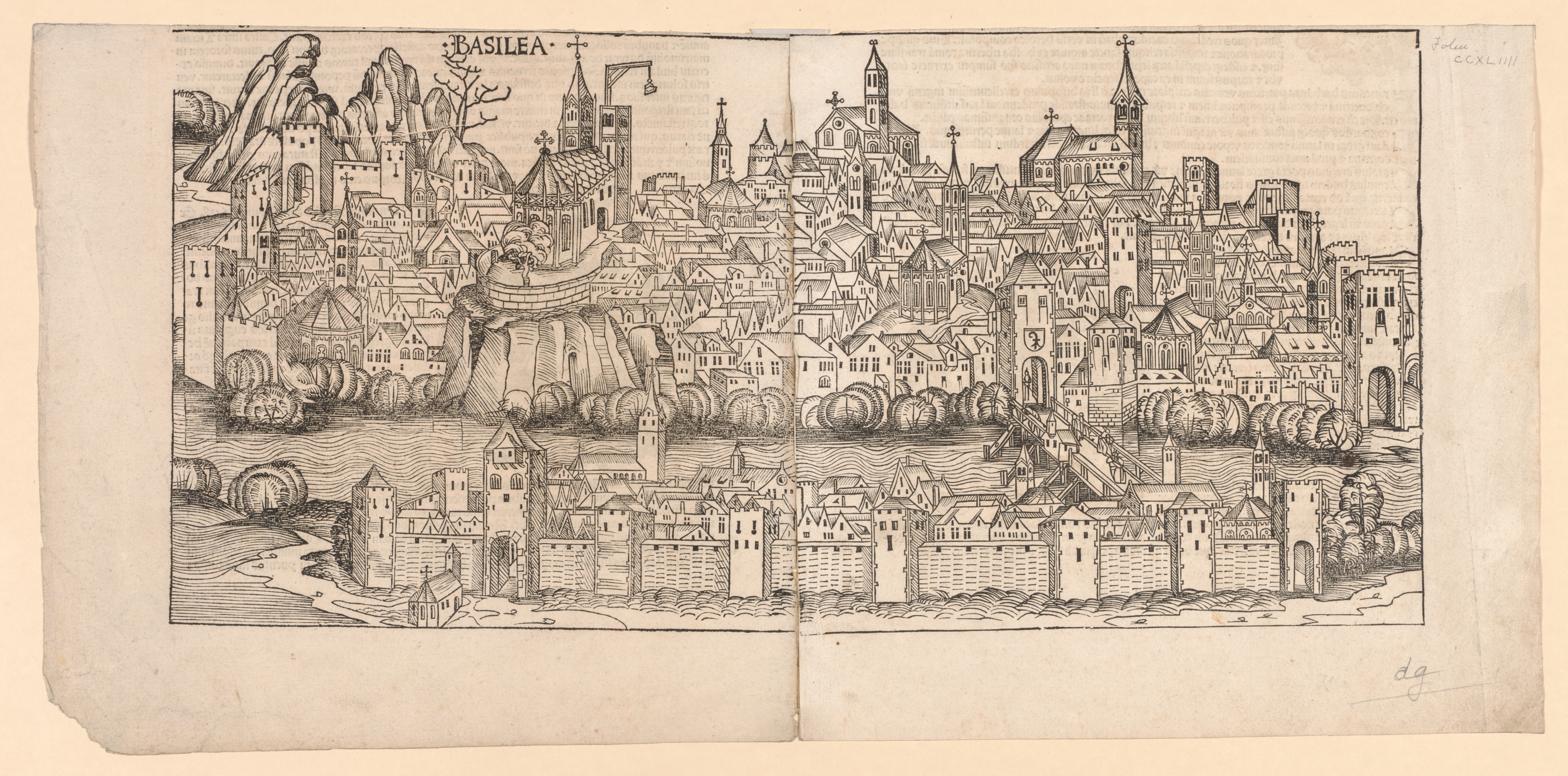 Michael Wolgemut, Nuremberg Chronicle:  Topographical View of Basle, Switzerland
