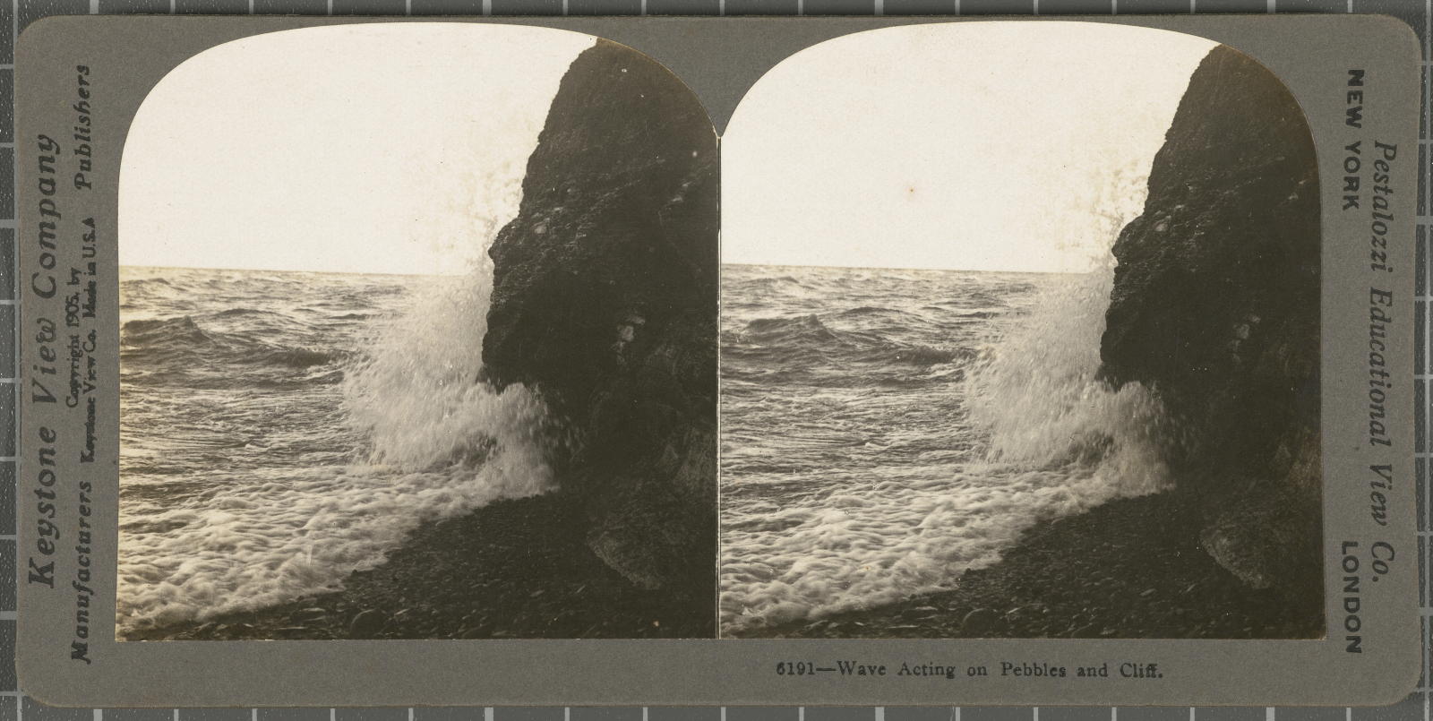 Desconegut, Wave Acting on Pebbles and Cliff Keystone View Company, Pestalozzi Educational View Co