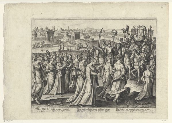 Collaert, Adriaen, (-1618), (printmaker), Encomium Musices: The women of Israel singing and dancing at David's return