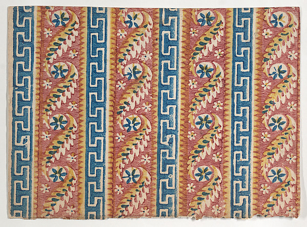 Anonymous, Sheet with Greek key and paisley pattern