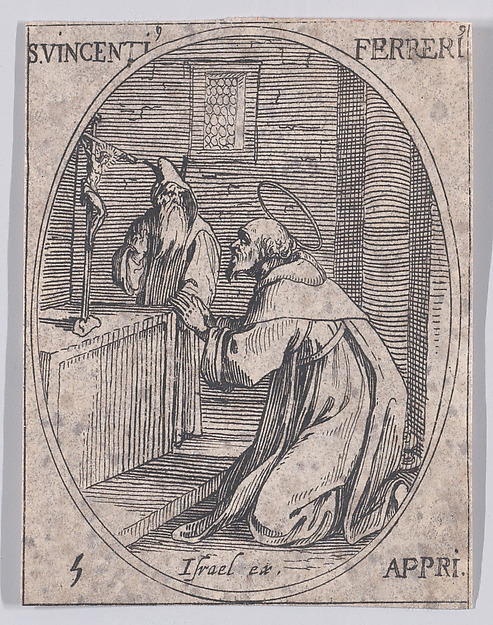 Jacques Callot, S. Vincent Ferrier (St. Vincent Ferrer), April 5th, from "Les Images De Tous Les Saincts et Saintes de L'Année" (Images of All of the Saints and Religious Events of the Year)