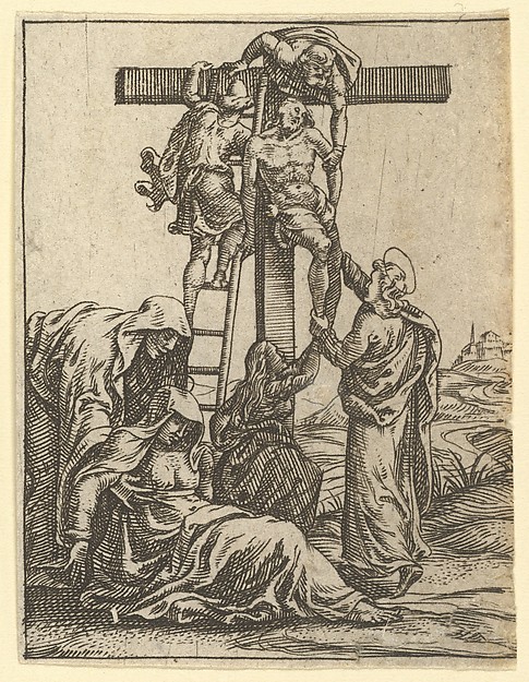 Giorgio Ghisi, The Virgin of Sorrows: The Descent from the Cross; one of nine surrounding compartments from the Virgin of Sorrows, now separated