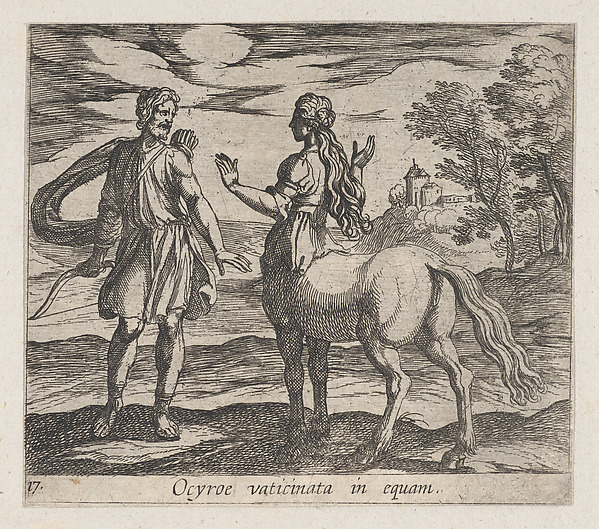 Antonio Tempesta, Plate 17: Ocyrhoe Changed into a Horse (Ocyroe vaticinata in equam), from Ovid's 'Metamorphoses'