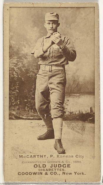 Goodwin & Company, John A. McCarty, Pitcher, Kansas City Cowboys, from the Old Judge series (N172) for Old Judge Cigarettes