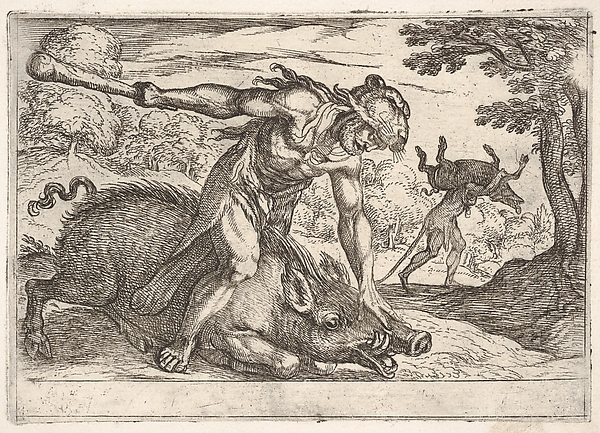 Antonio Tempesta, Hercules and the Boar of Erymanthus, from "The Labors of Hercules"
