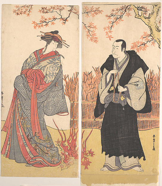 Katsukawa Shunshō　勝川春章, The Second Segawa Tomisaburo as a Tall Courtesan Standing in a Room