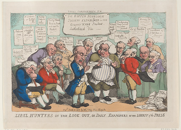 Thomas Rowlandson, Libel Hunters on the Lookout, or Daily Examiners of the Liberty Press