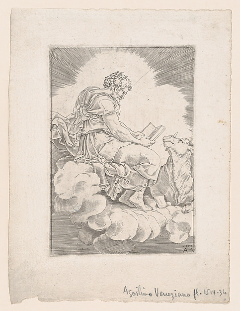 Agostino Veneziano (Agostino dei Musi), Saint Luke