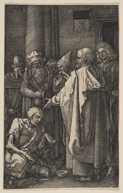 Albrecht Dürer, Saint Peter and Saint John at the Gate of the Temple, from "The Passion"