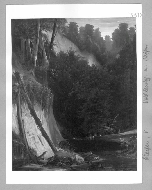 Carl Blechen, forest with pond + deers