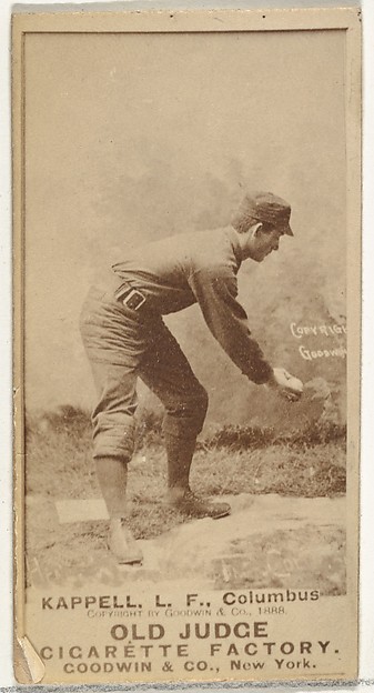 Goodwin & Company, Henry "Heinie" Kappel, Left Field, Cleveland, from the Old Judge series (N172) for Old Judge Cigarettes