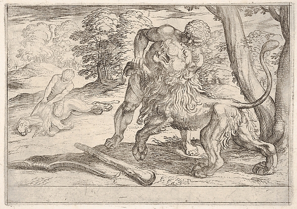 Antonio Tempesta, Hercules and the Nemean Lion, from "The Labors of Hercules"