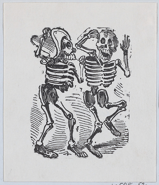José Guadalupe Posada, Two skeletons smiling and dancing