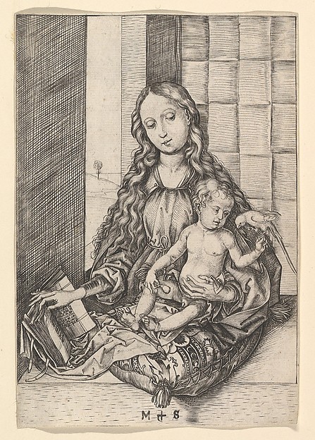 Martin Schongauer, The Madonna and Child with the Parrot
