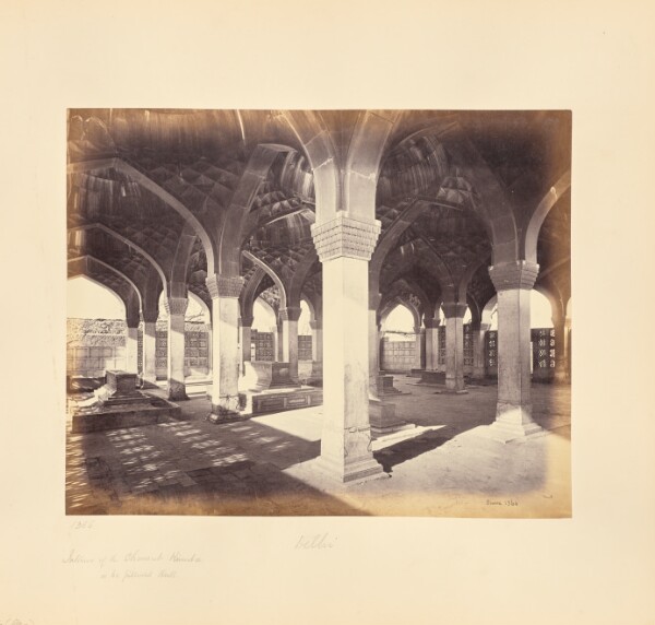 Samuel Bourne, Delhi; Interior of Chousut Kamba, or 64-pillared Hall