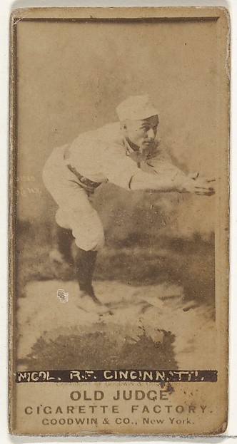 Goodwin & Company, Hugh N. "Little Nick" Nicol, Right Field, Cincinnati, from the Old Judge series (N172) for Old Judge Cigarettes