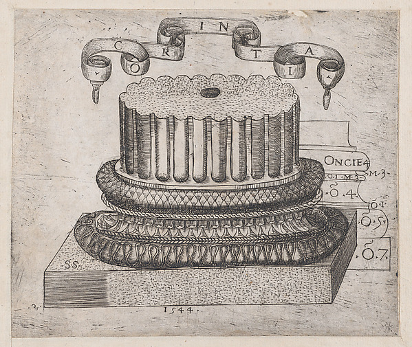 Sebastiano Serlio, Corinthian base, from "Speculum Romanae Magnificentiae"