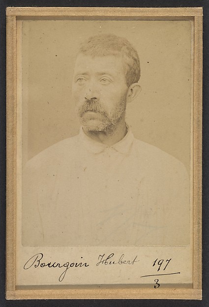Alphonse Bertillon, Bourguoin. Hubert, Jules. 51 ans, né le 17/8/42 à Jelles (Seine & Marne). Maçon. Anarchiste. 2/7/94.